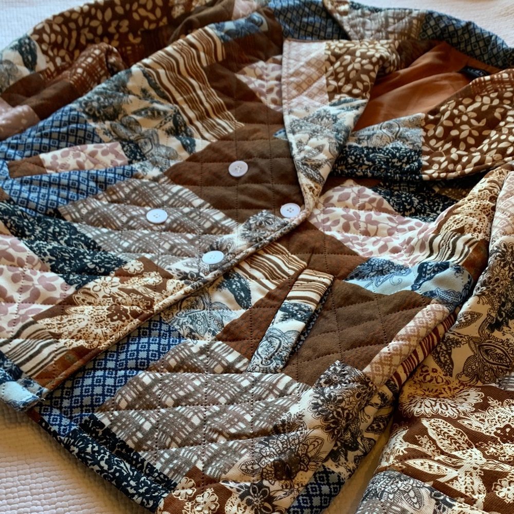 Cider Patchwork Brown Blazer Jacket - Picture 2 of 16